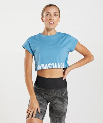 Dámské Oříznuté Topy Gymshark Fraction Blankyt | CZ 3732QMA